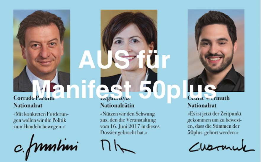Das AUS für Manifest 50plus:  Wir sind enttäuscht